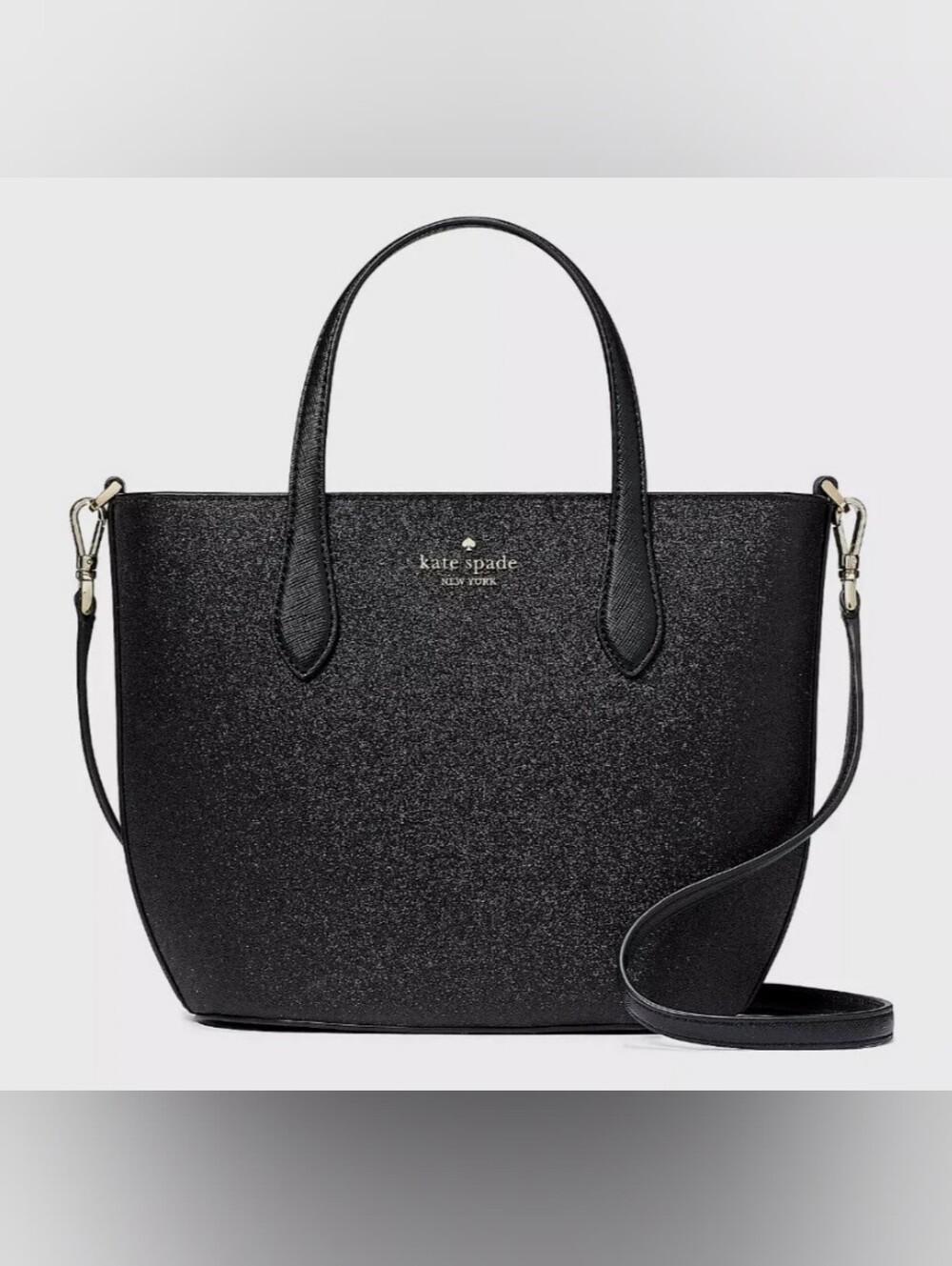Kate Spade NWOT Black Shimmer/Glitter Satchel Crossbody Purse w/ Removable Strap